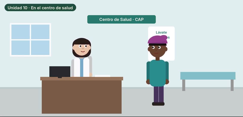 Aminata explica a la doctora que le duele la cabeza